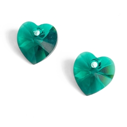 Krystal hjerter,  Emerald Grønne, 2 stk.